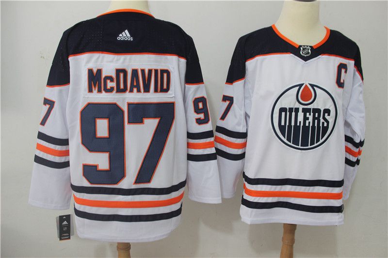 Men 2017 NHL Edmonton Oilers #97 McDavid white Adidas jersey